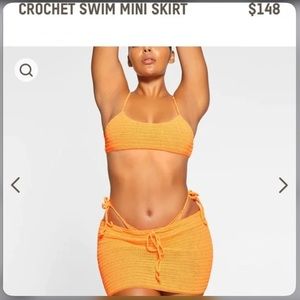 RARE SKIMS Crochet Swim Orange Mini Skirt NWT 3X